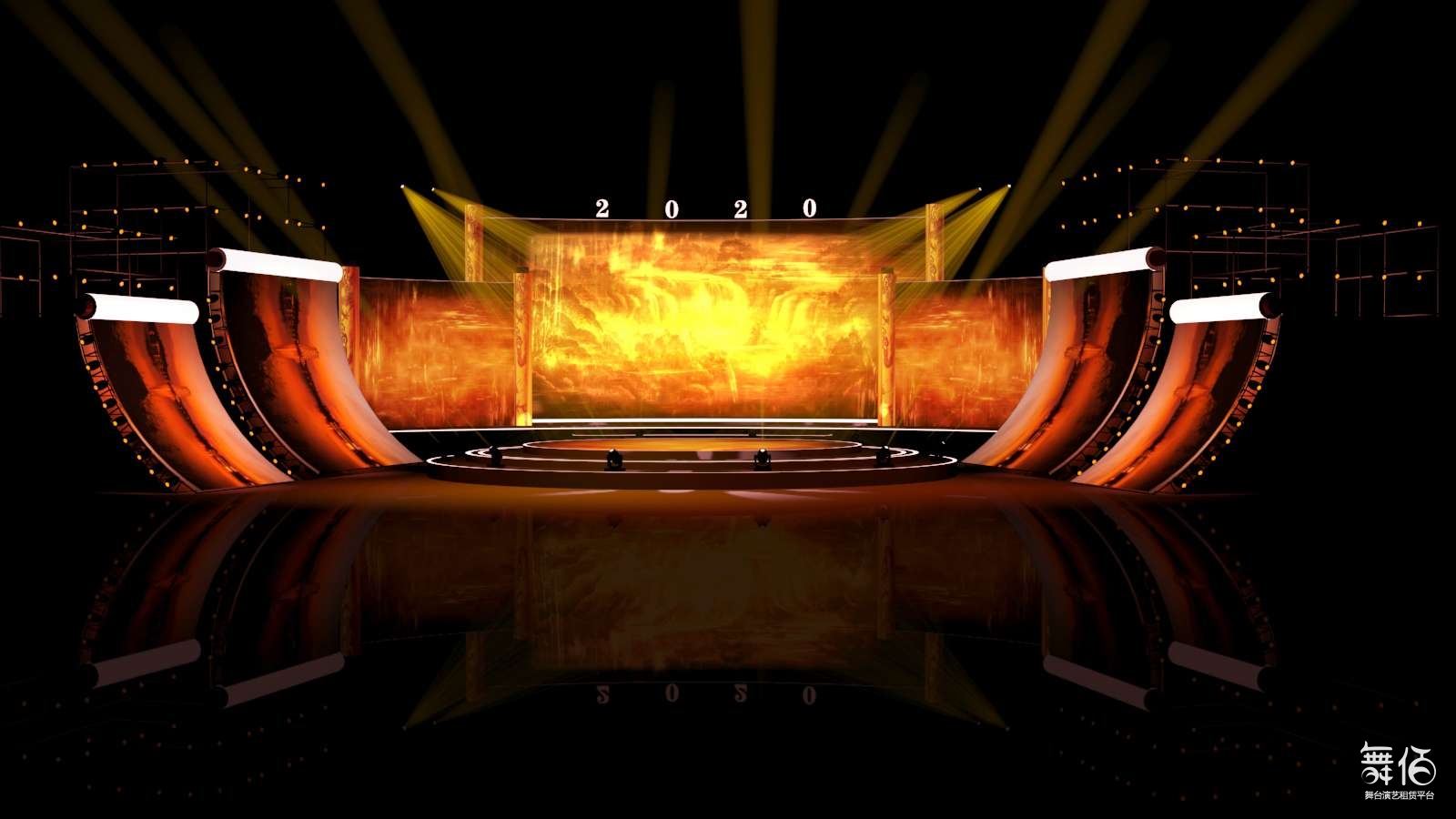 舞美效果图-舞台灯光设备租赁_舞美音响背景租赁_舞台搭建led灯租赁